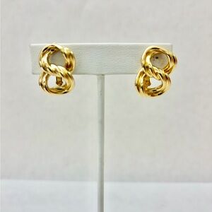 Trimari Gold Tone Clip On Earrings Vintage Infiniti Love Knots